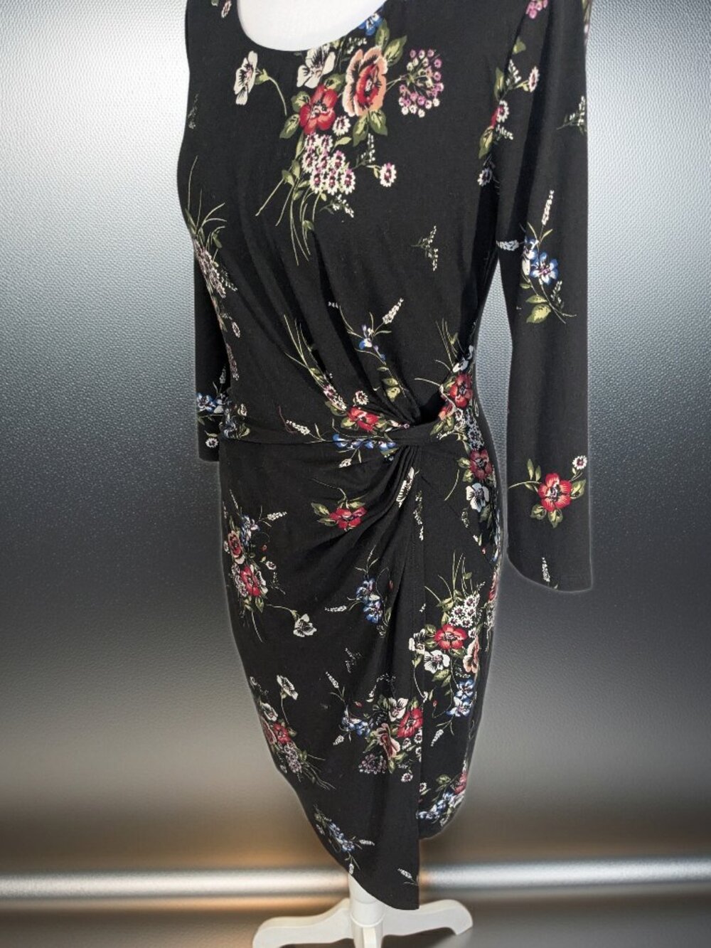 Black Floral Midi Dress by nine britton